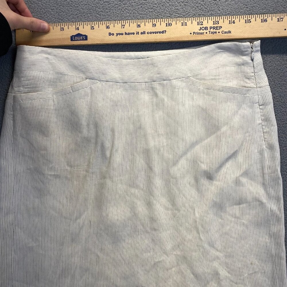 Theory Womens Lined Ivory Mini Pencil Skirt Size 6 Zipper Pockets - Picture 4 of 11